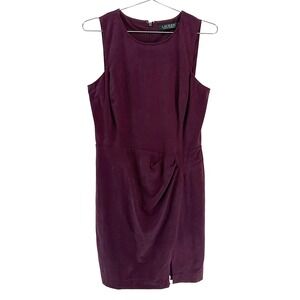 LAUREN RALPH LAUREN Faux Suede Sheath Dress • 8 • maroon, burgundy‎
